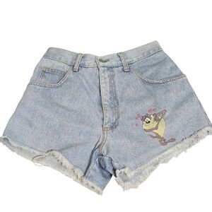 Vintage Jerry Leigh Looney Tunes Taz Jean Shorts Light Wash Size XS-S